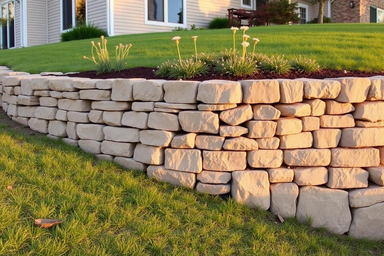 Dry-laid limestone wall — 38 face-feet — Granite Falls